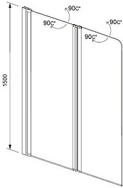 Aquatek Шторка на ванну 100x150 AQ DEL SBA 08015CH поворотная профиль хром стекло прозрачное – фотография-5